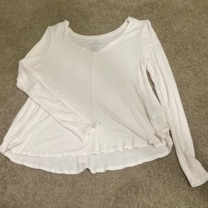 American Eagle white long sleeve Henley top size L